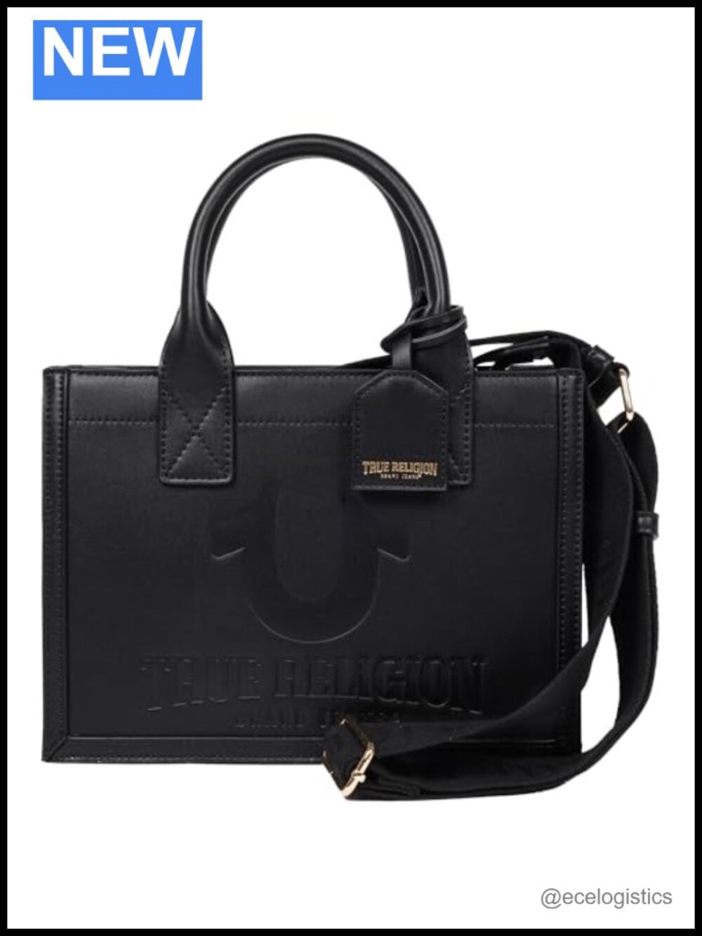 100% Polyurethane Structured Tote Bag with Gold-Tone Hardware